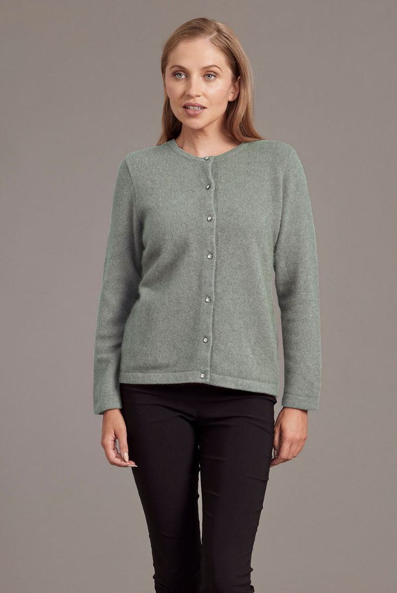 McDonald - Possum & Merino Cardigan with Swarovski Buttons (6110)Mint