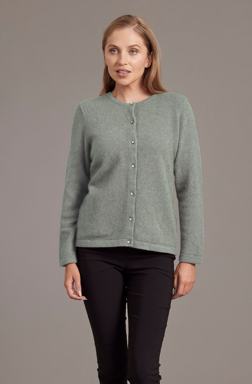 McDonald - Possum & Merino Cardigan with Swarovski Buttons (6110)Mint