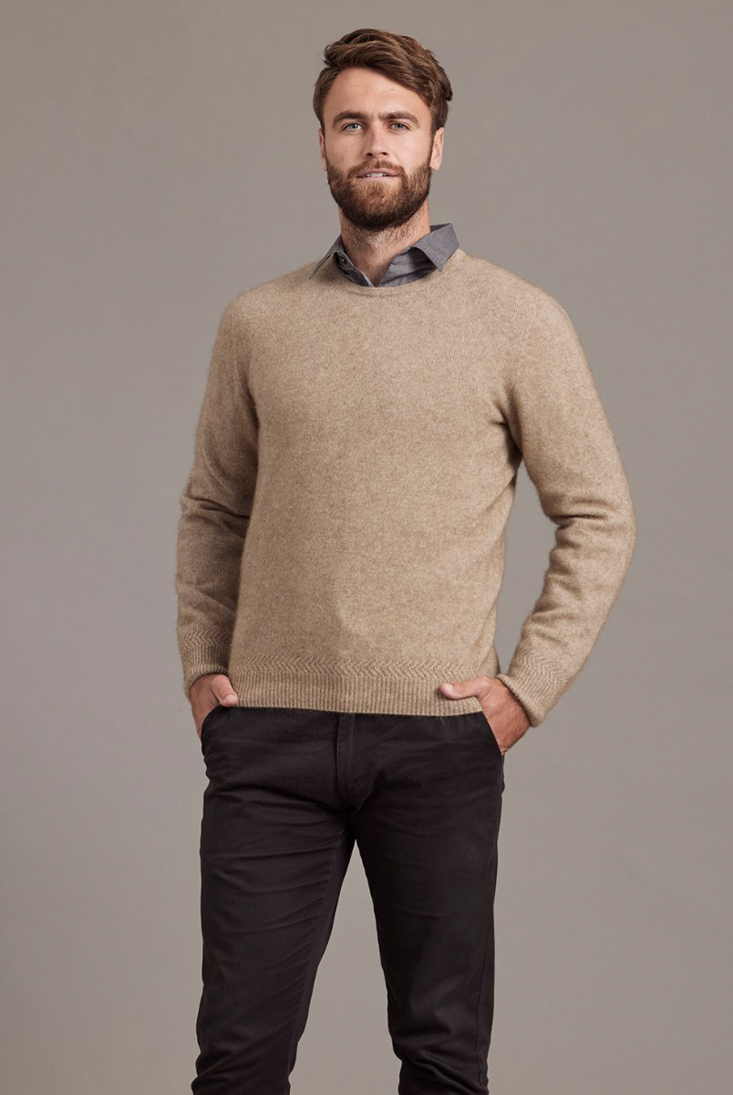 McDonald - Possum & Merino Crew Neck Jumper (6603)Mocha