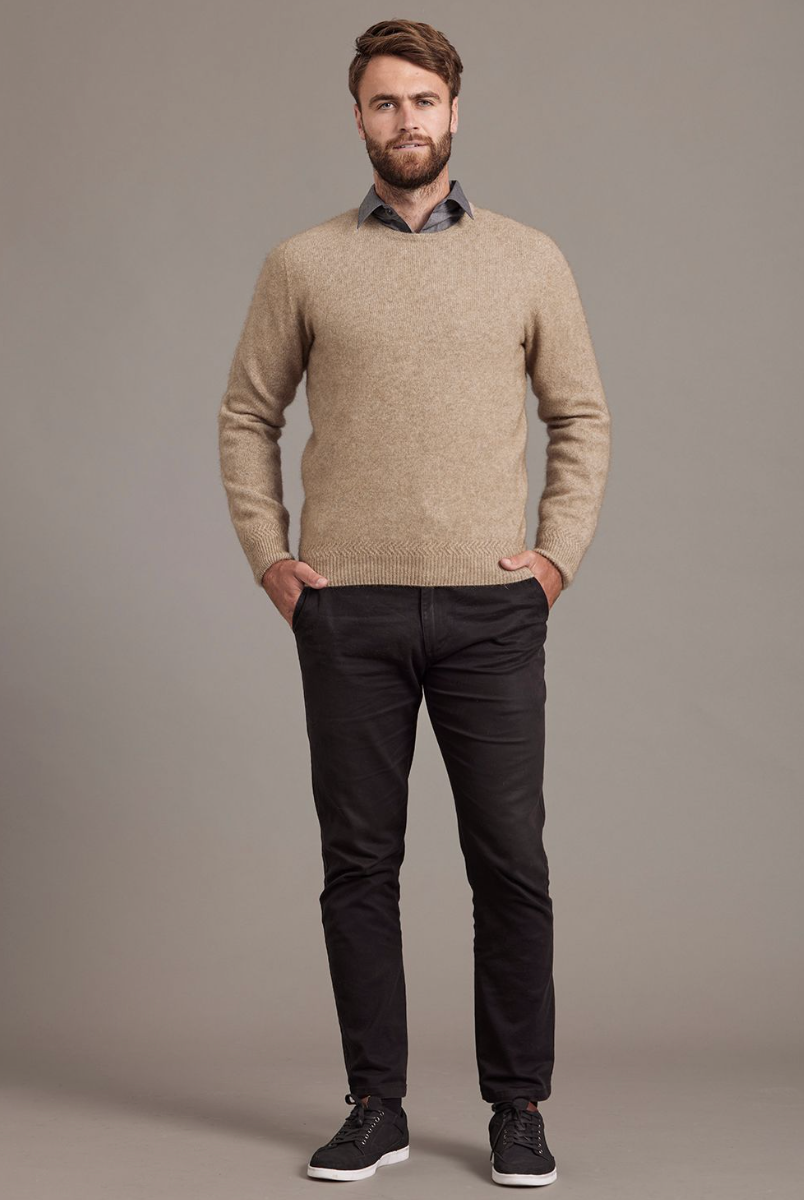 McDonald - Possum & Merino Crew Neck Jumper (6603)Mocha