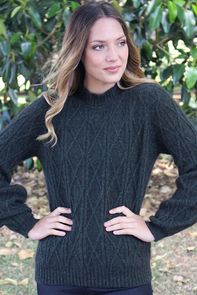Lothlorian - Merino & Possum Cable Bell Sleeve Jumper (9778)