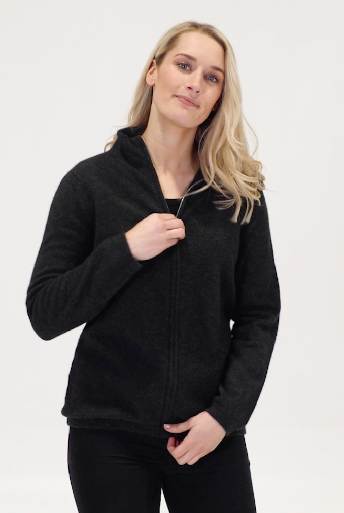 Native World - Merino & Possum Full Zip Jacket (NB485)Black