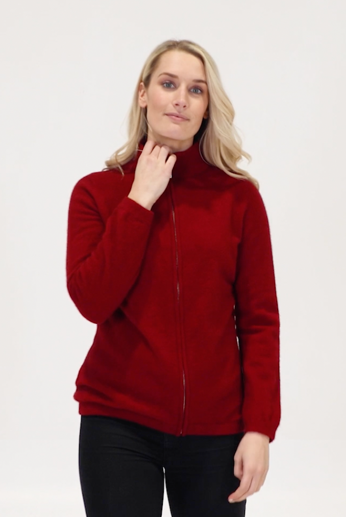 Native World - Merino & Possum Full Zip Jacket (NB485)Berry