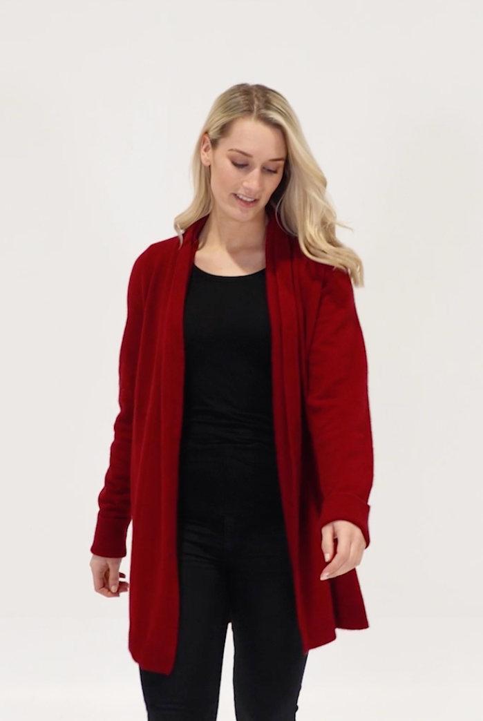 Native World - Merino & Possum Wrap Jacket (NB498)Berry