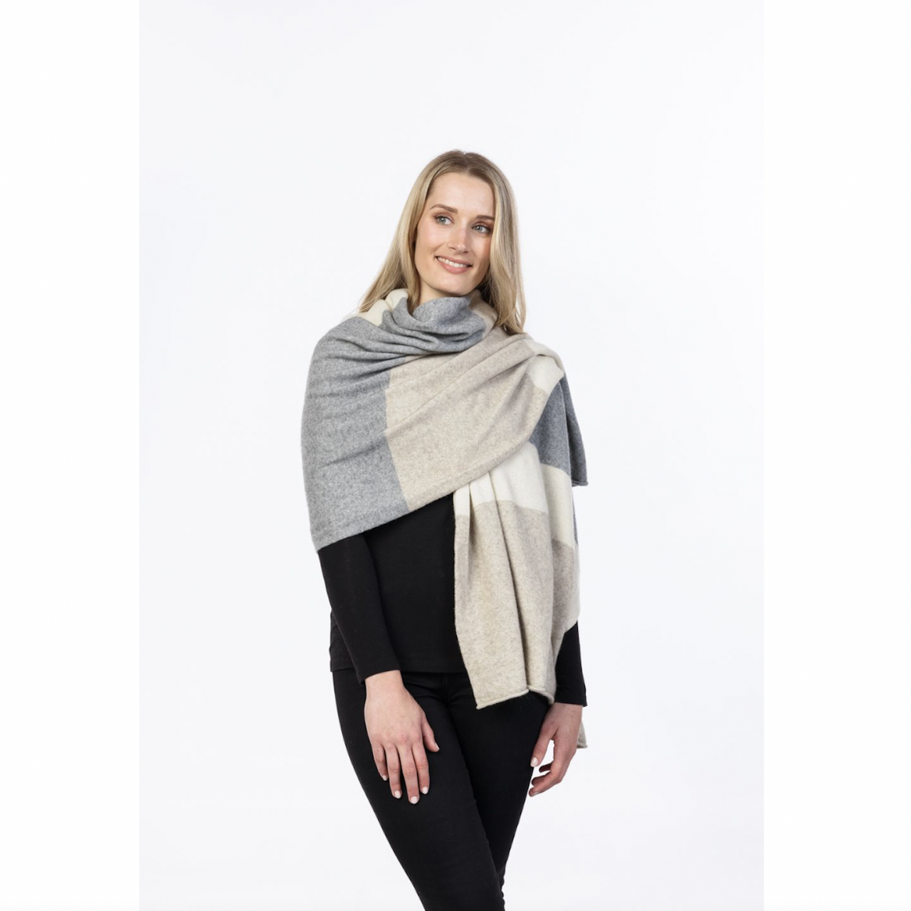 Native World - Merino & Possum Travel Wrap (NE815)Natural Stripe