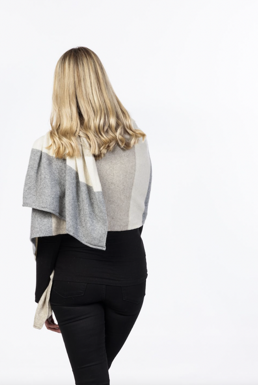 Native World - Merino & Possum Travel Wrap (NE815)Natural Stripe