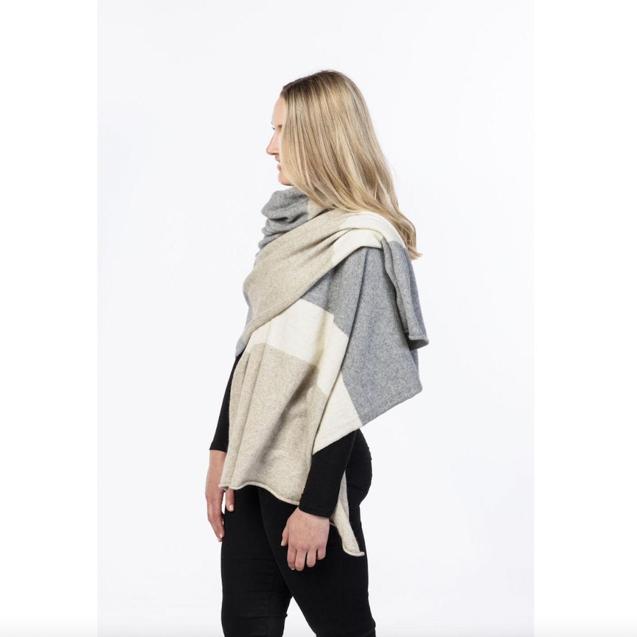 Native World - Merino & Possum Travel Wrap (NE815)Natural Stripe