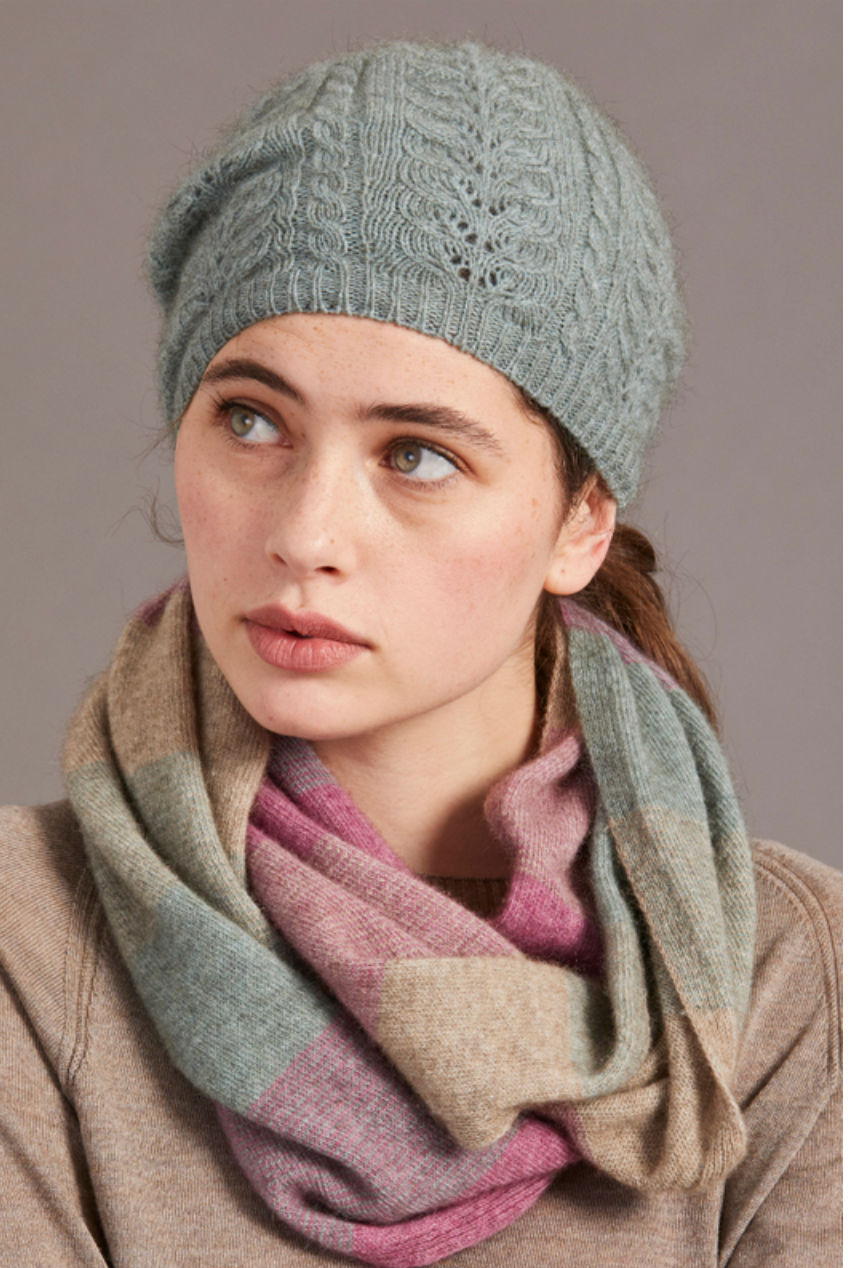 McDonald - Merino & Possum Cable Beret (6020)Mint