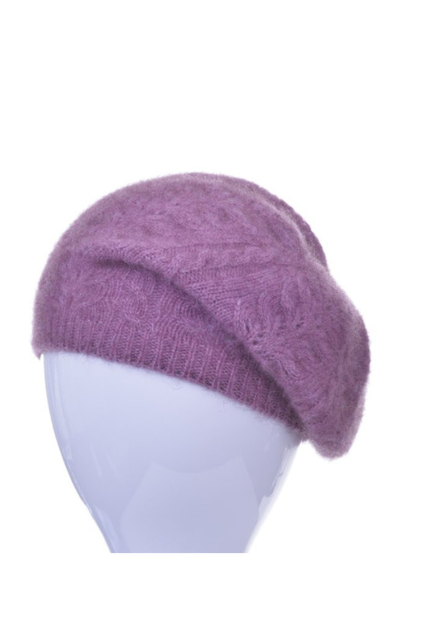 Merino & Possum Cable Beret in colour Heather