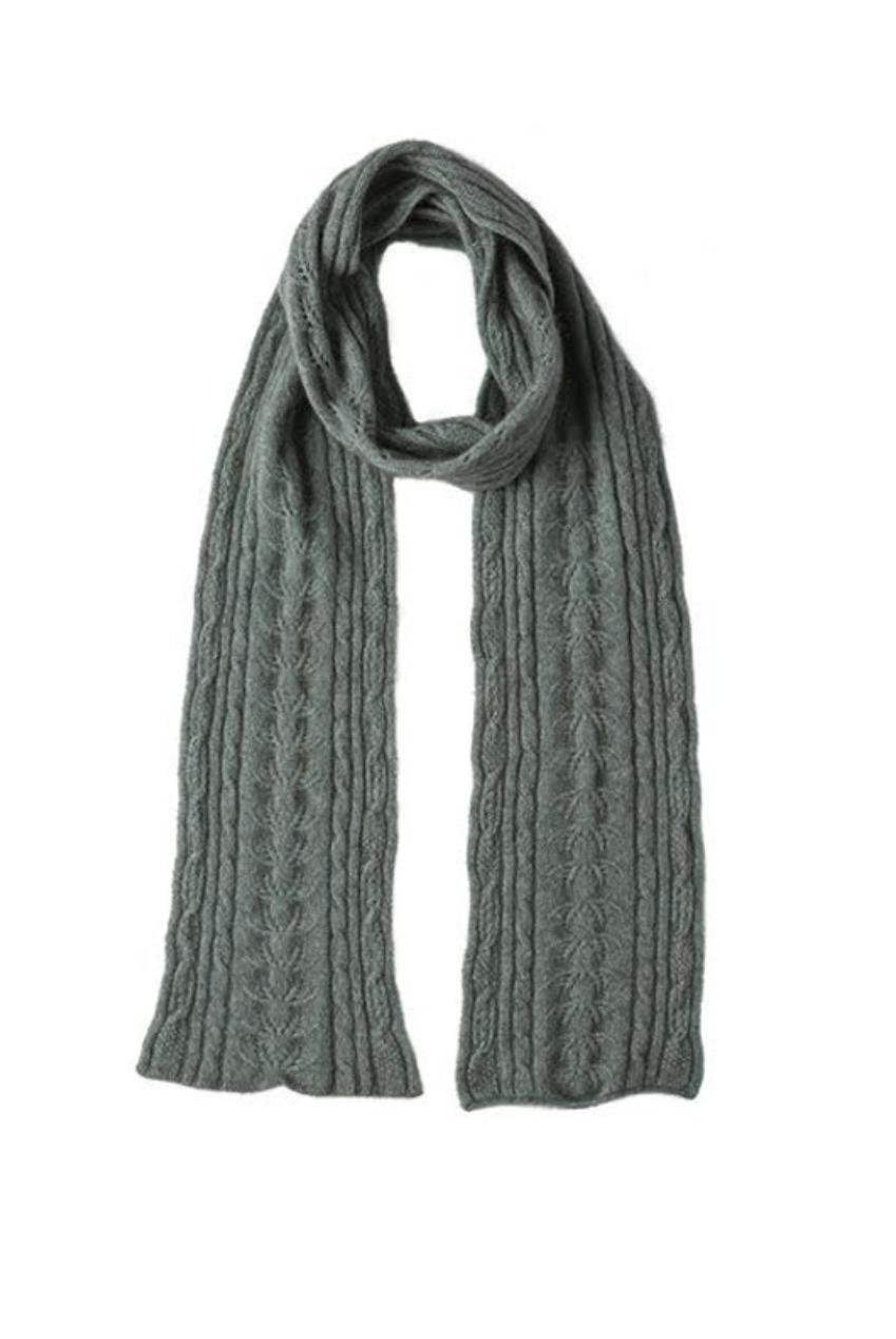 Merino and Possum Cable Scarf in colour Mint
