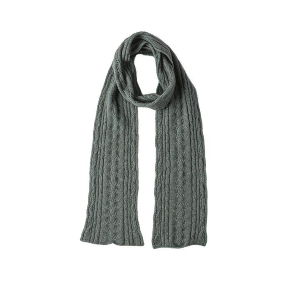 Merino and Possum Cable Scarf in colour Mint