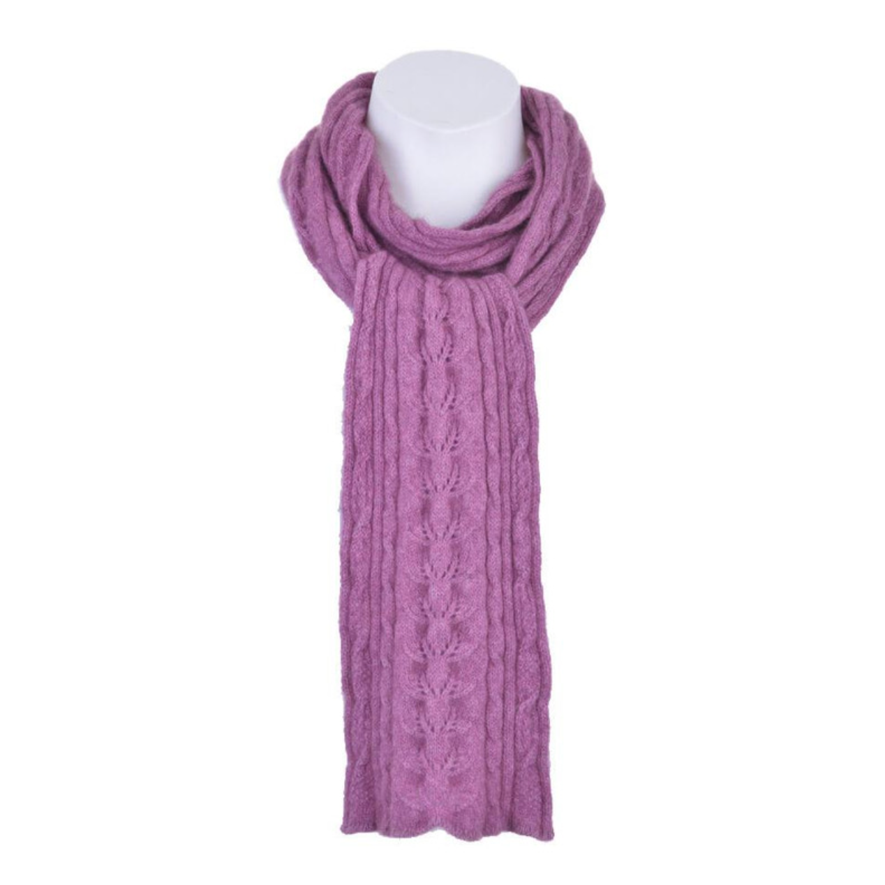 Merino and Possum Cable Scarf in colour Heather