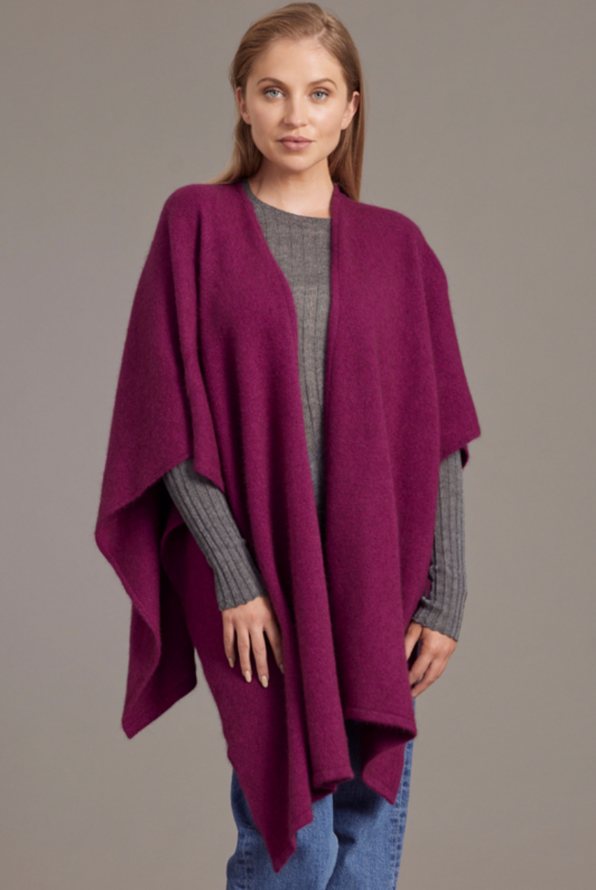 McDonald - Possum & Merino Split Front Cape (616)Berry