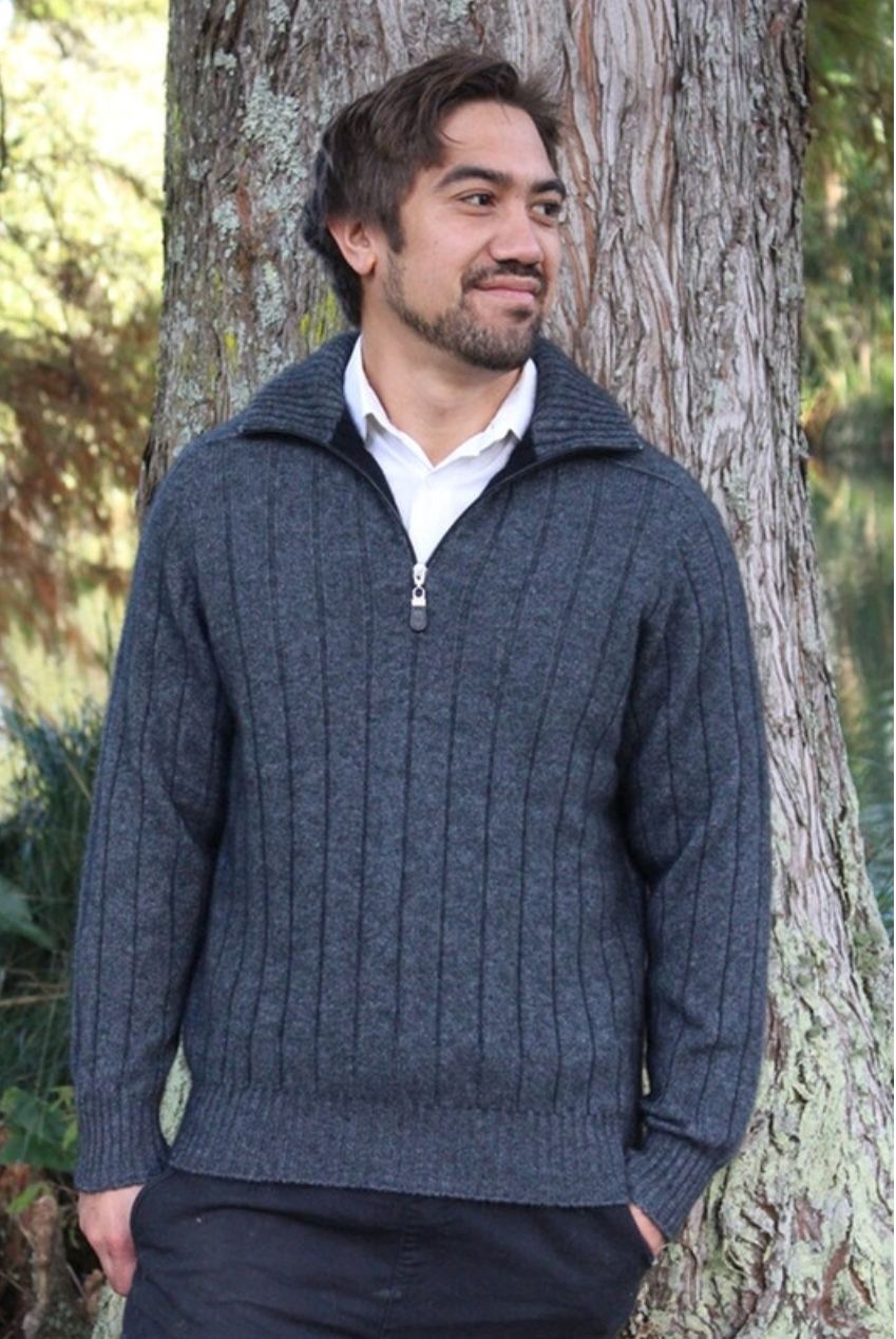 Lothlorian - Zip Collared Sweater (9808)Charcoal