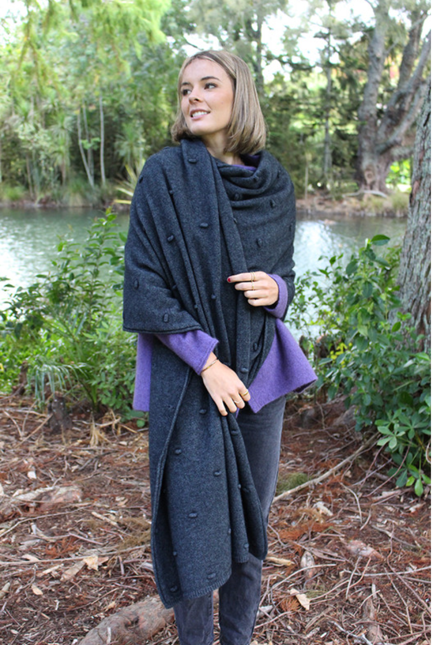Lothlorian - Merino & Possum Bobble Wrap (9724)Charcoal