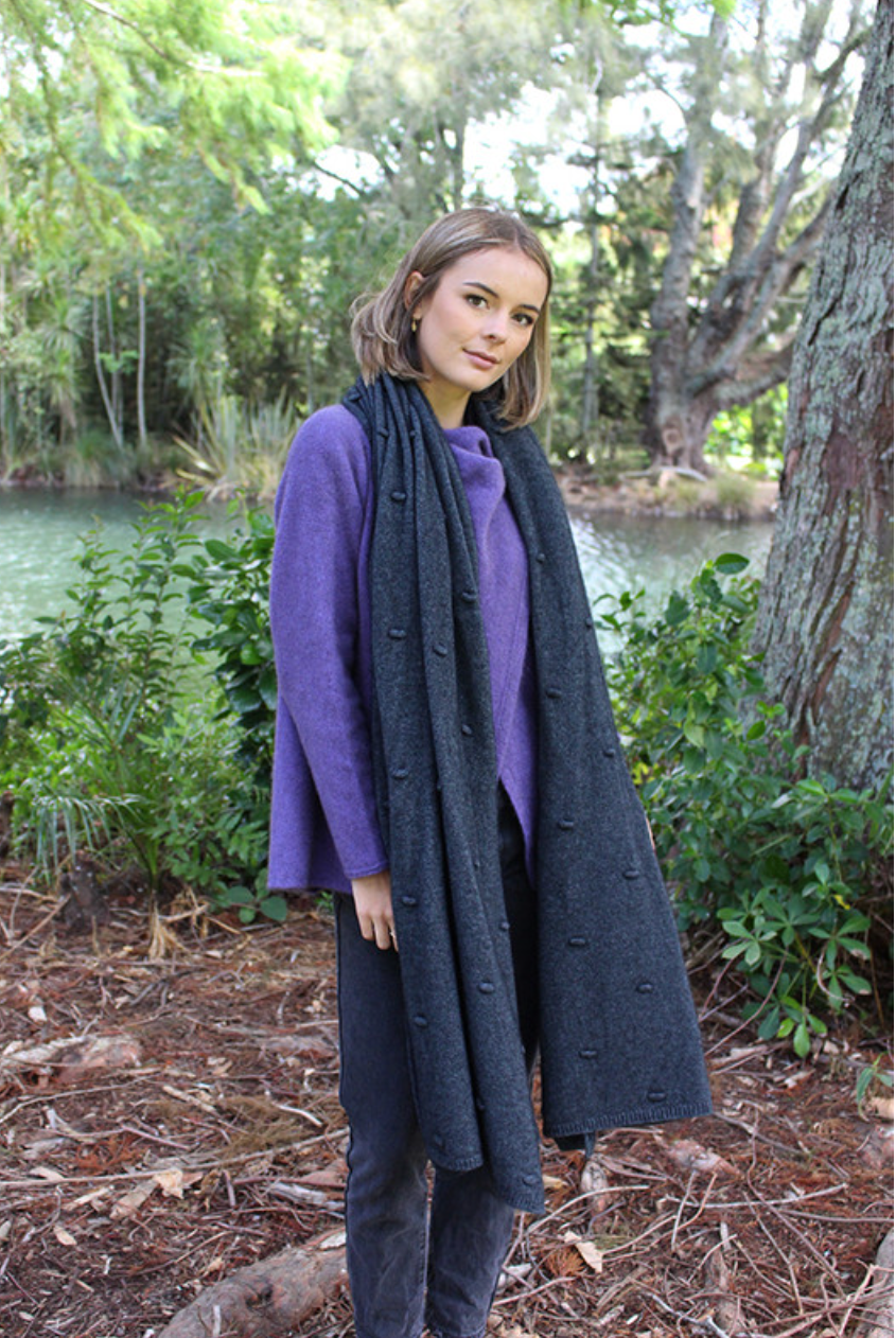 Lothlorian - Merino & Possum Bobble Wrap (9724)Charcoal