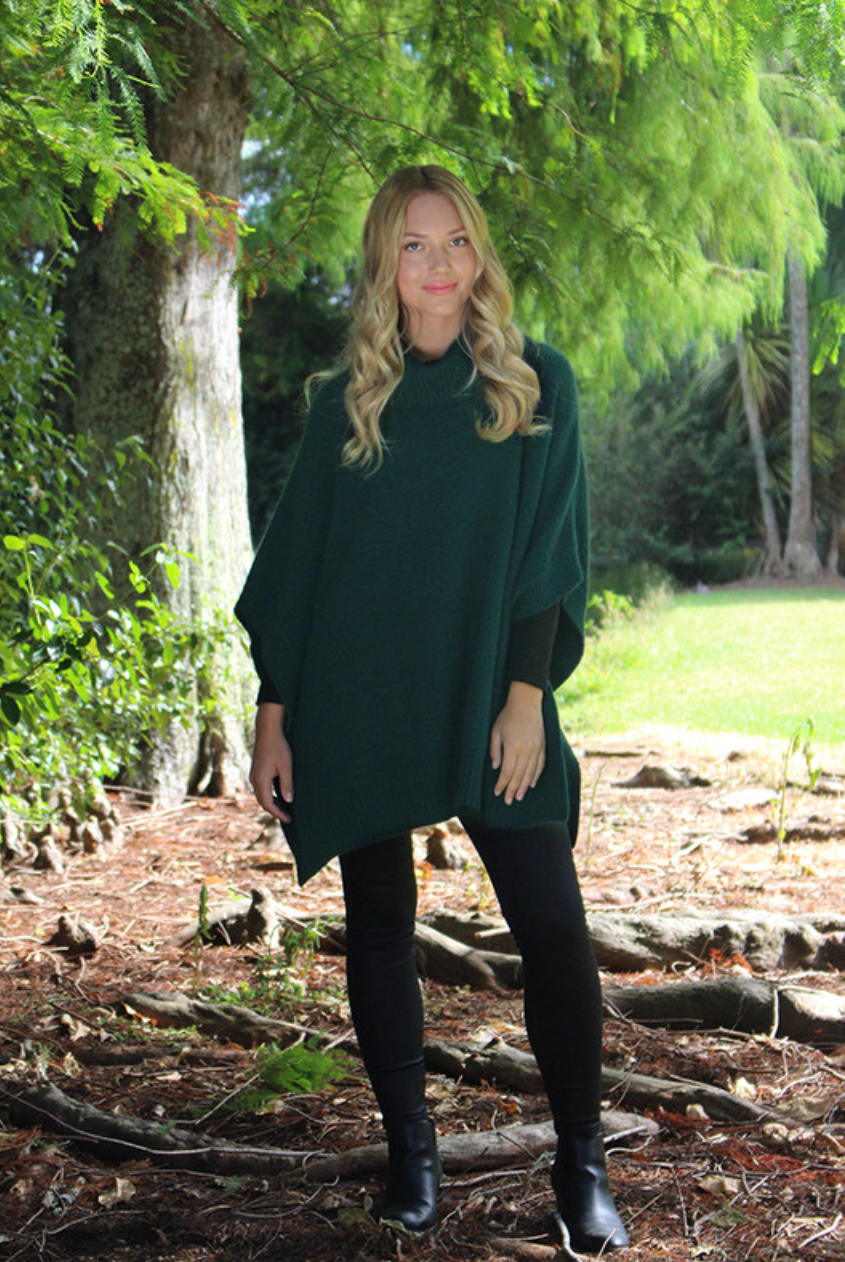 Lothlorian - Merino & Possum Lush Cowl Neck Poncho (9768)Tasman