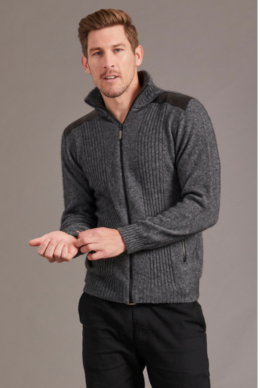 McDonald - Possum & Merino Zip Jacket with Lambskin Leather Trim
