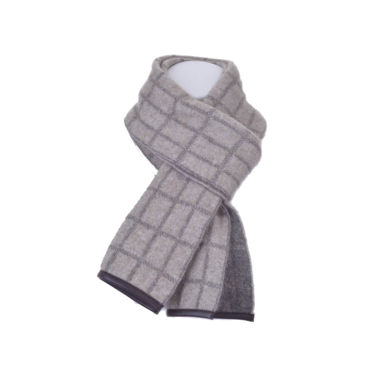McDonald - Possum & Merino Check Scarf with Lambskin Trim (673)