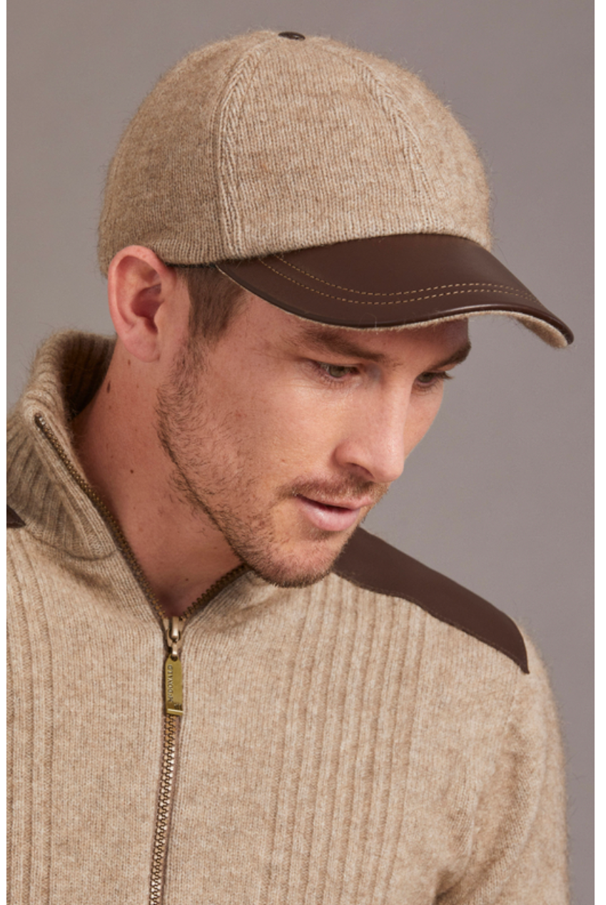 McDonald - Possum & Merino Cap with Leather Peak (607)