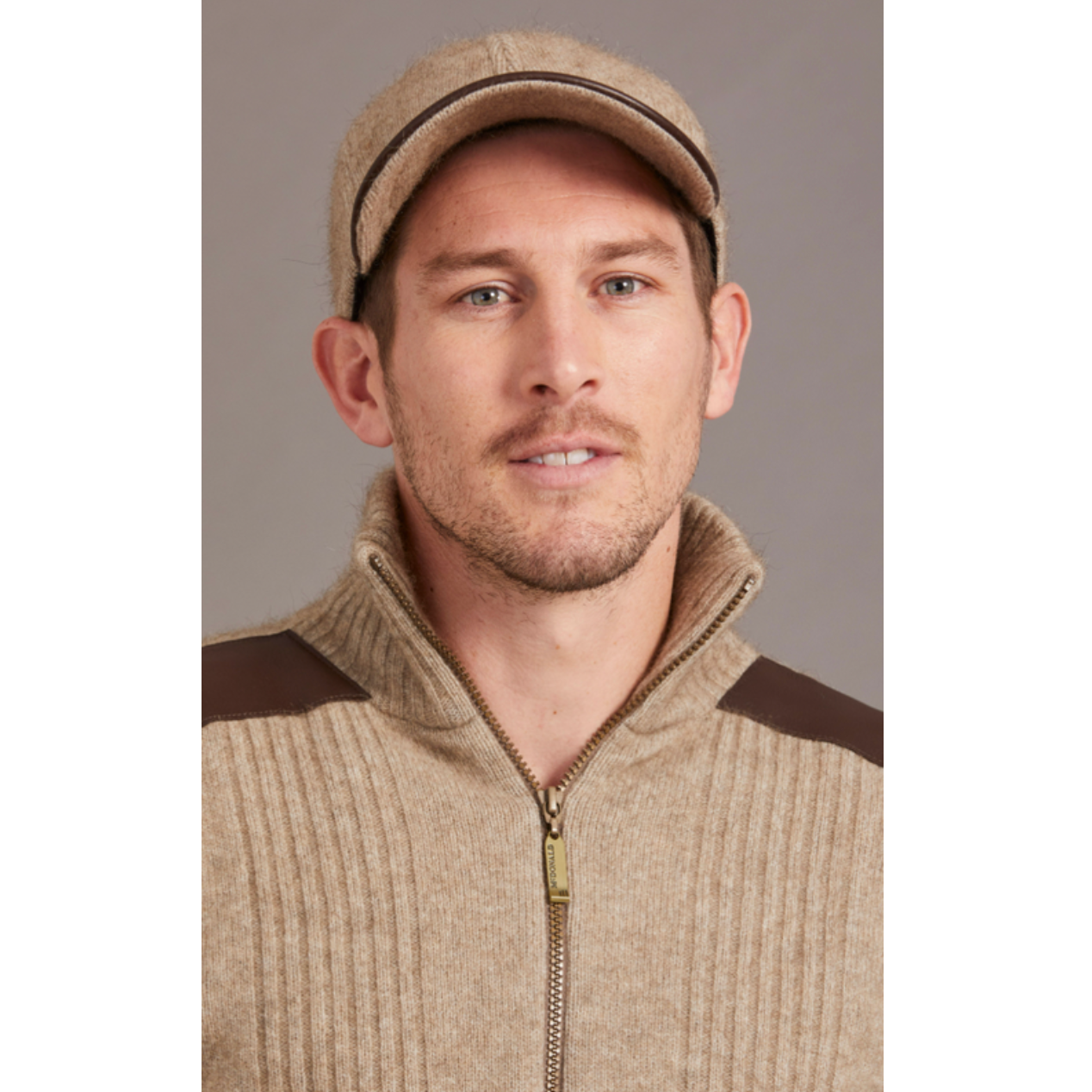McDonald - Possum & Merino Cap with Leather Peak (607)