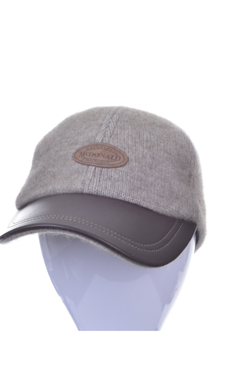 McDonald - Possum & Merino Cap with Leather Peak (607)