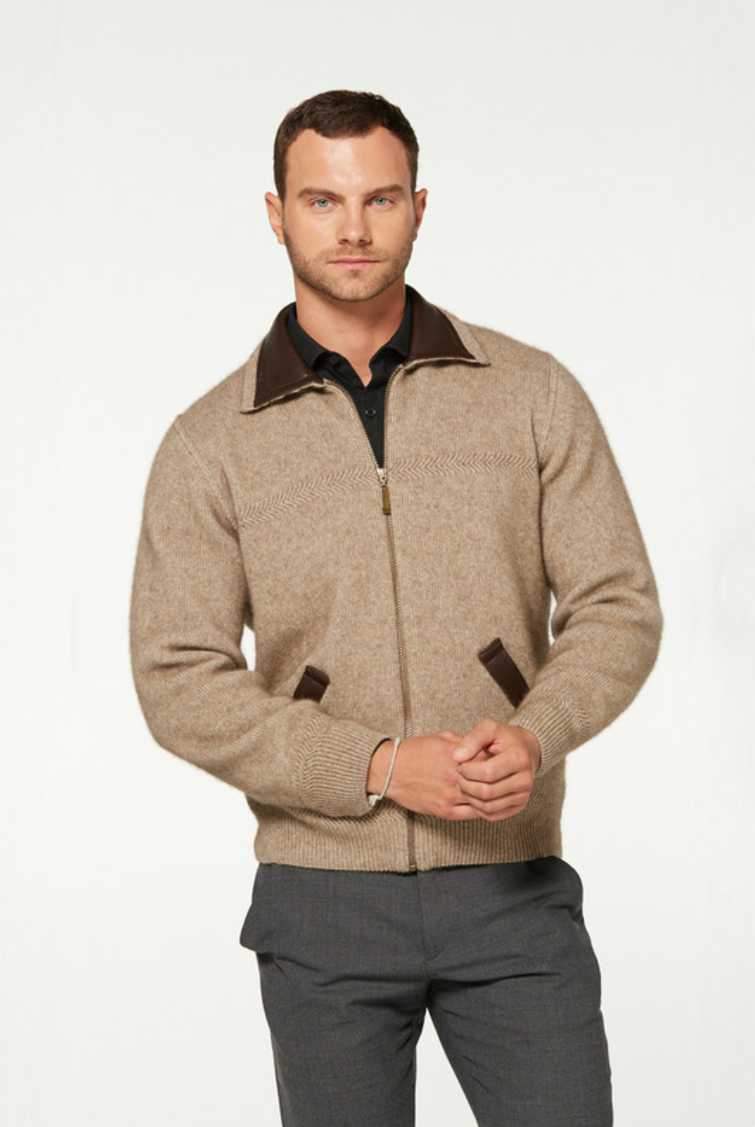 McDonald - Possum & Merino Lambskin Collar Jacket -Mocha