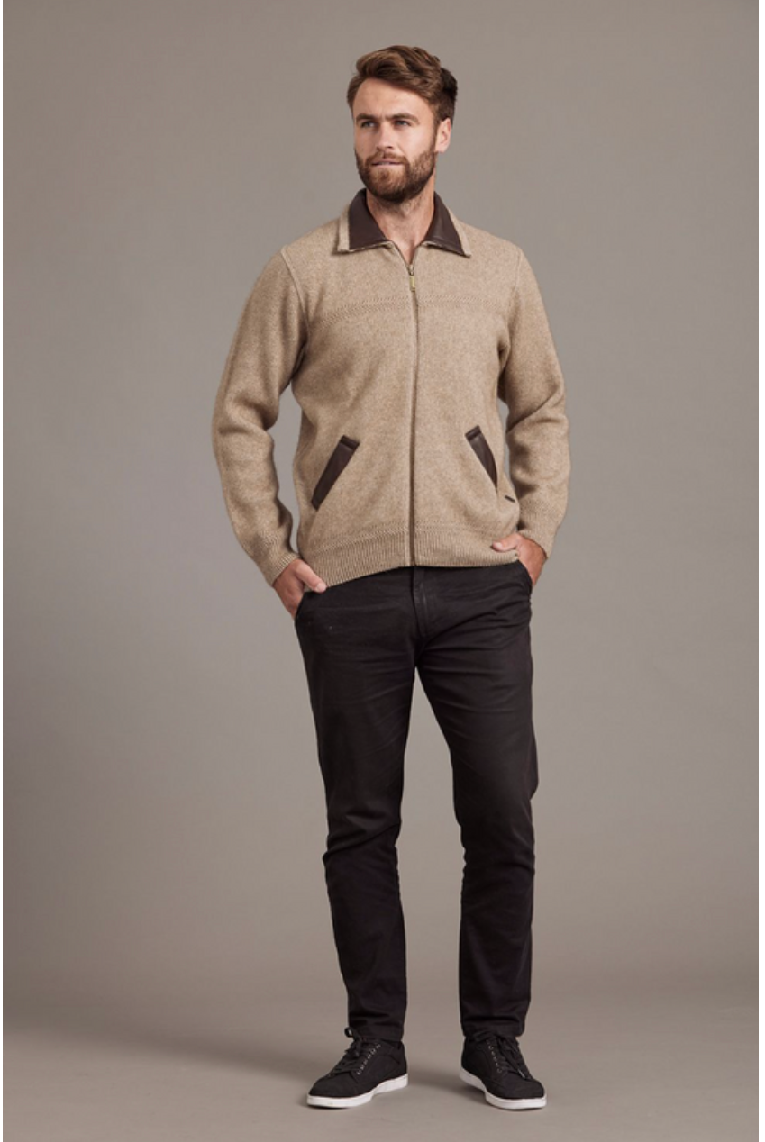 McDonald - Possum & Merino Lambskin Collar Jacket -Mocha