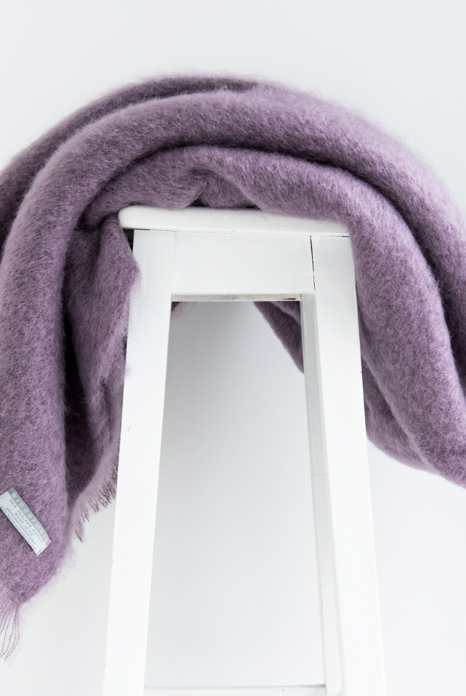 Amethyst colour mohair rug