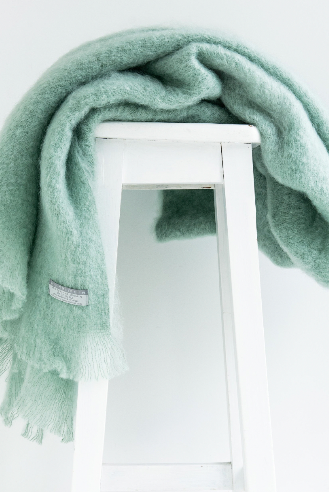 Mint colour mohair rug