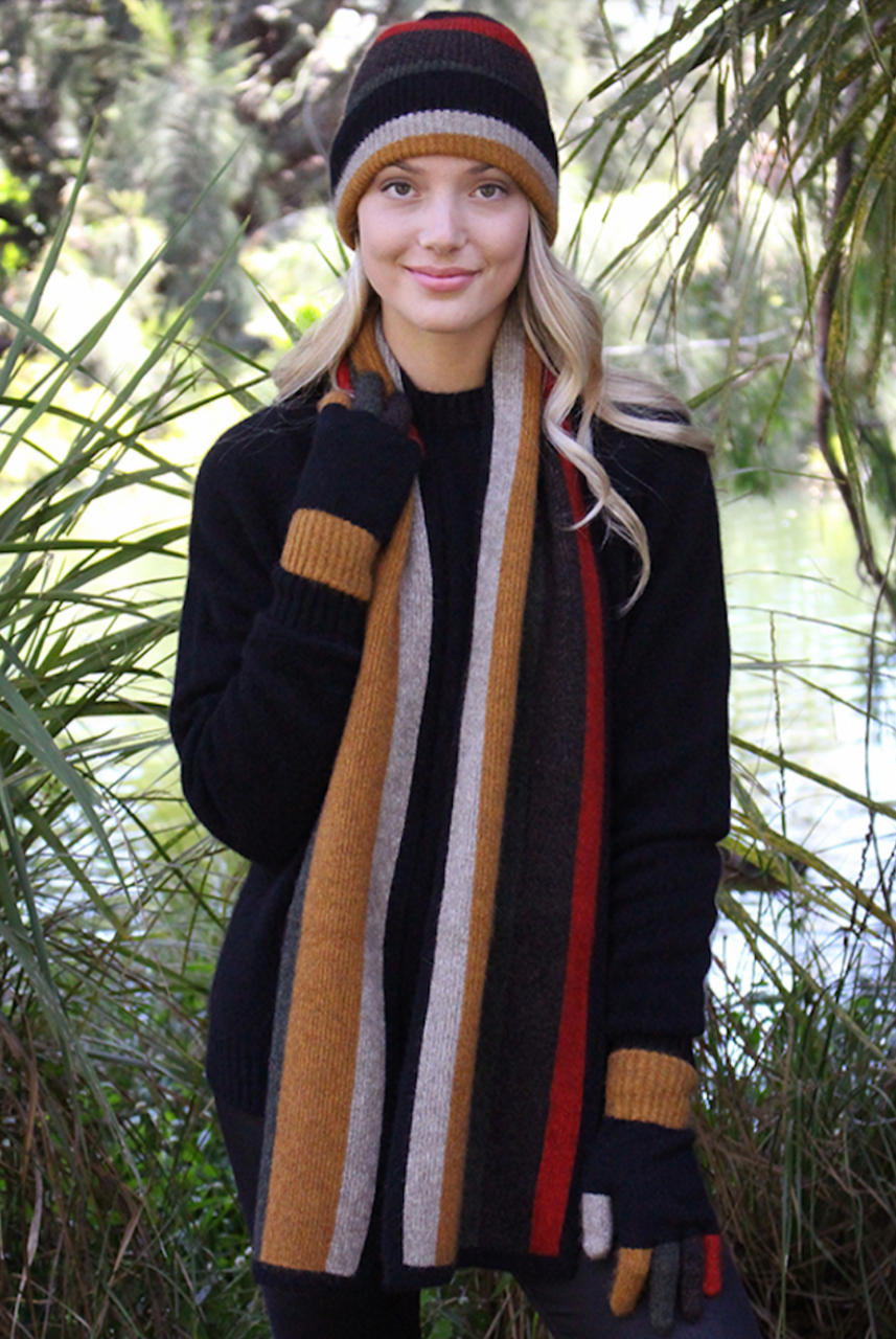 Gold Scarf and beanie set in colour