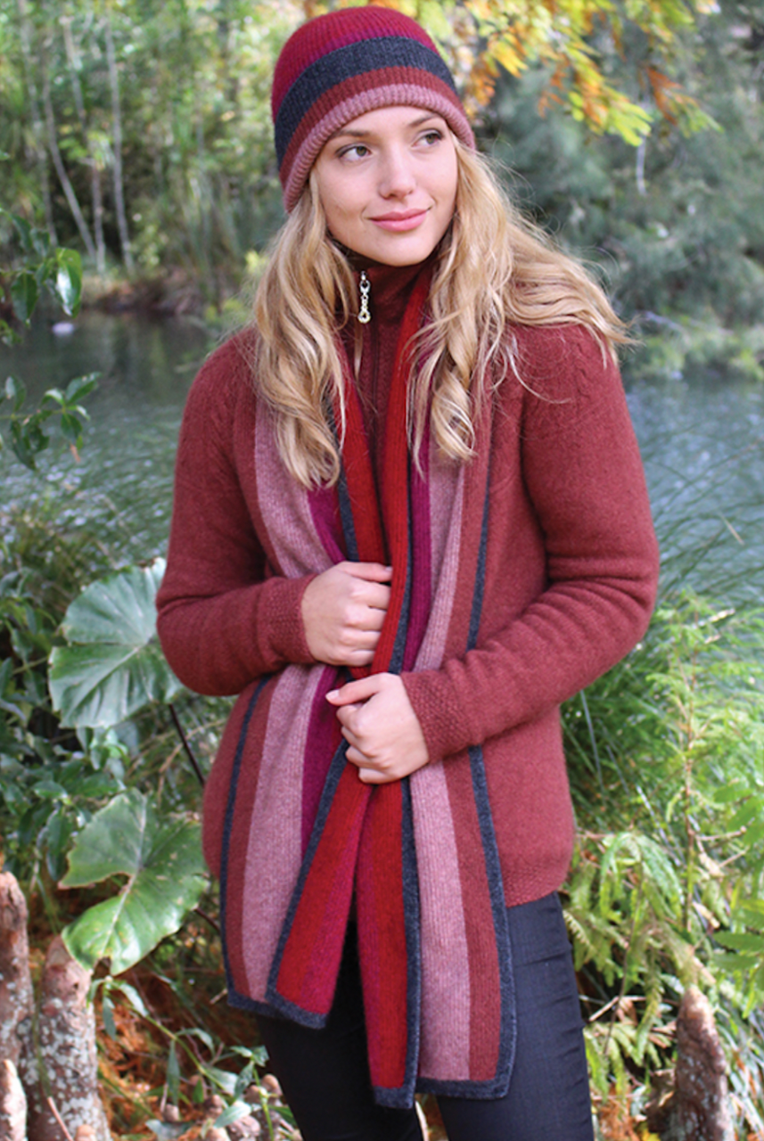 Pink Scarf and beanie set in colour