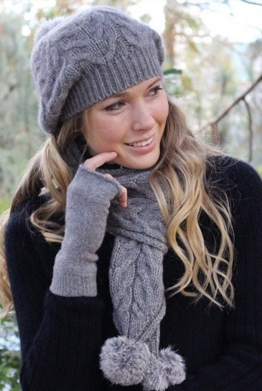 Silver colour beanie and scarf