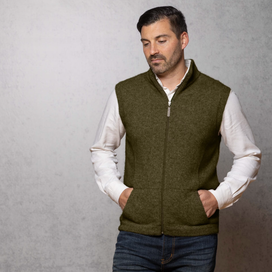 Avoka - Noble Wilde - Merino & Possum Men's Gilet Zip Vest (NW1066)