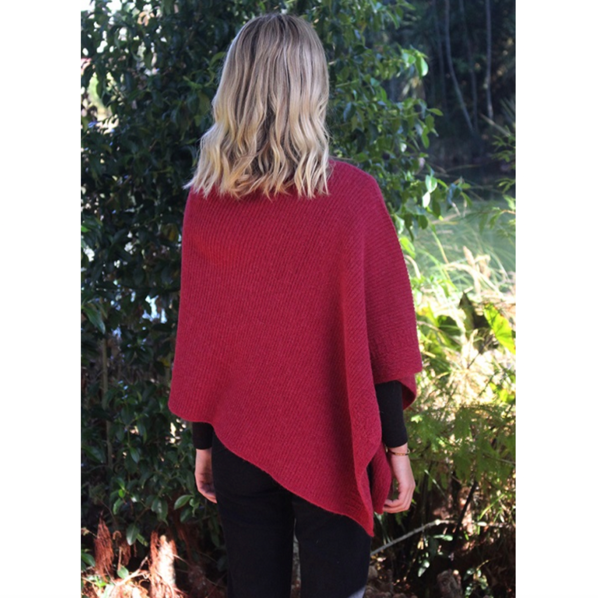 Claret - Lothlorian - Alpaca Rib Poncho (ALP051)