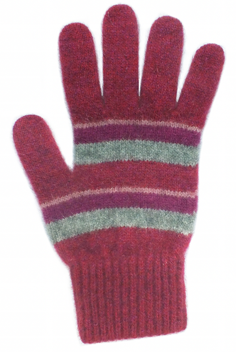 Pink - Lothlorian Merino - Possum Accent Stripe Glove (9894)