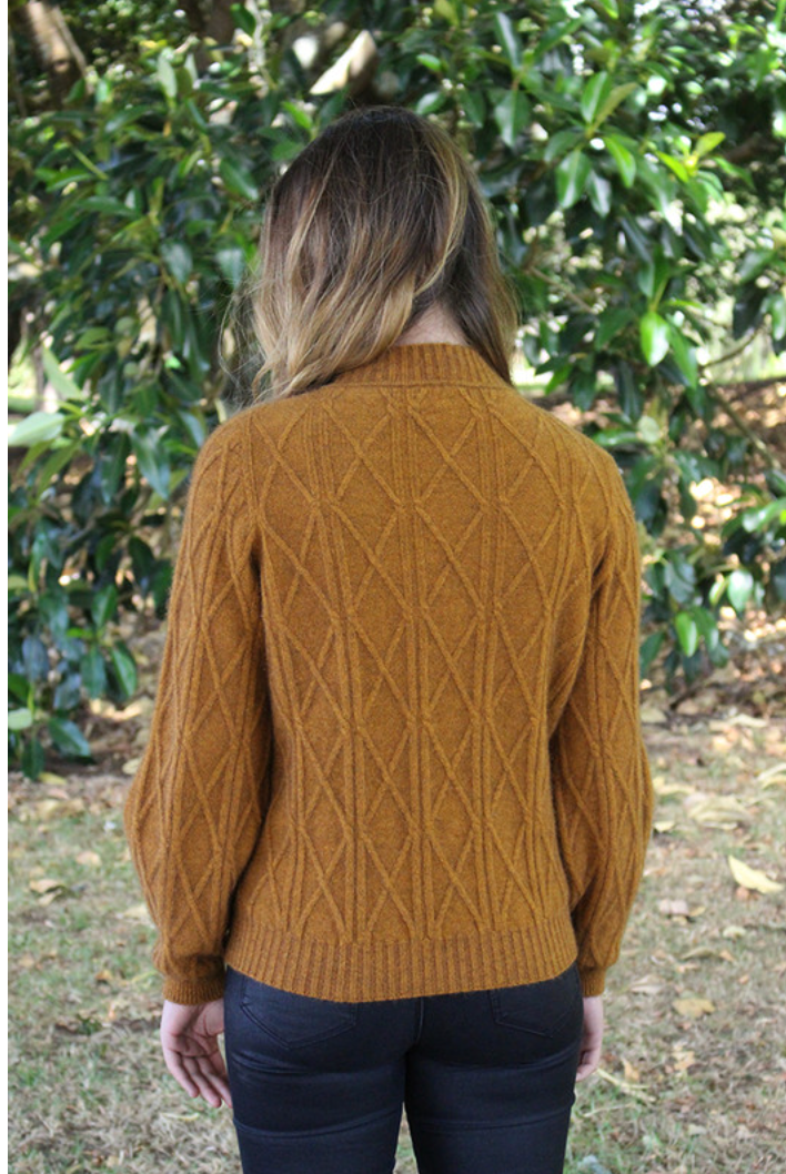 Lothlorian - Merino & Possum Cable Bell Sleeve Jumper (9778)Gold