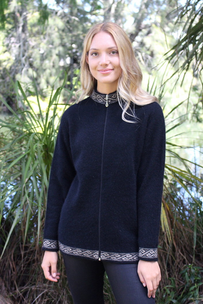Lothlorian - Motif Zip Cardigan Black