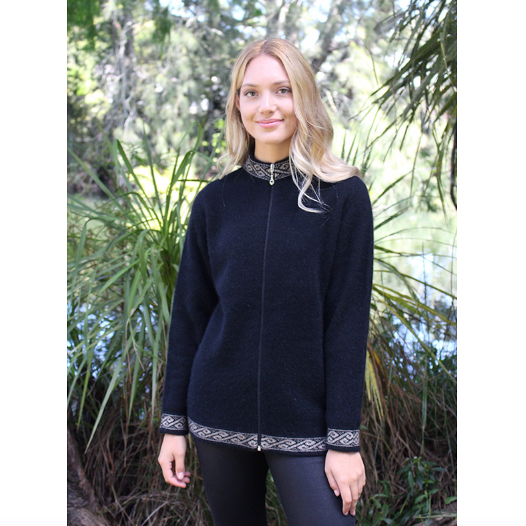 Lothlorian - Motif Zip Cardigan Black