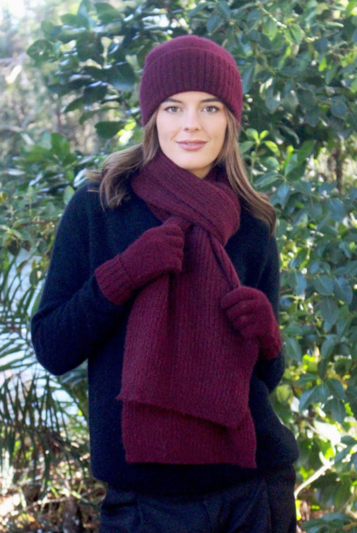 Lothlorian - Merino & Possum Turnback Scarf (9732) Pinot