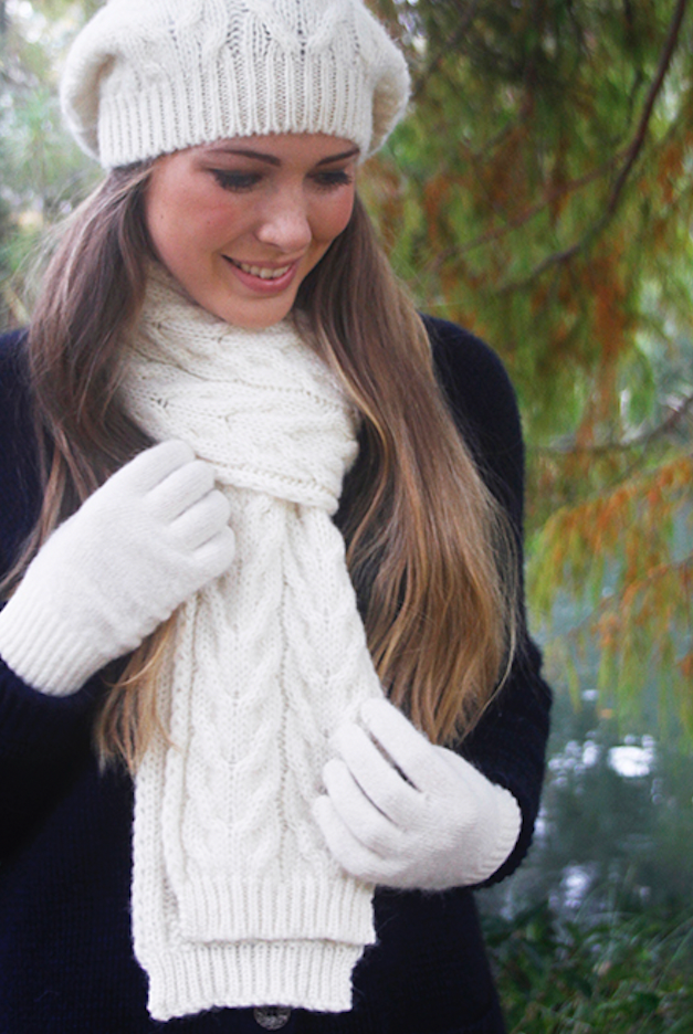 Lothlorian - Alpaca Cable Scarf (ALP021)Natural