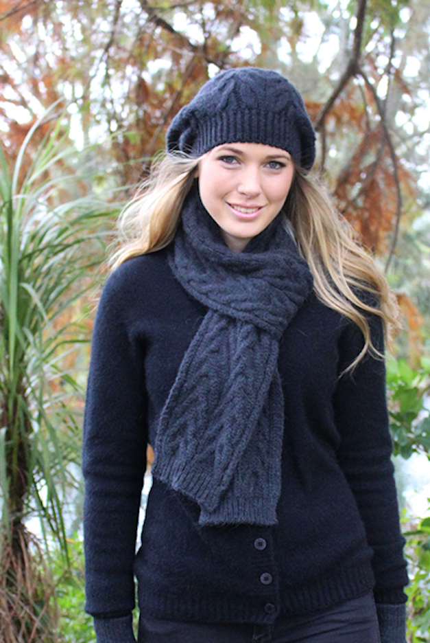 Lothlorian - Alpaca Cable Scarf (ALP021)Slate