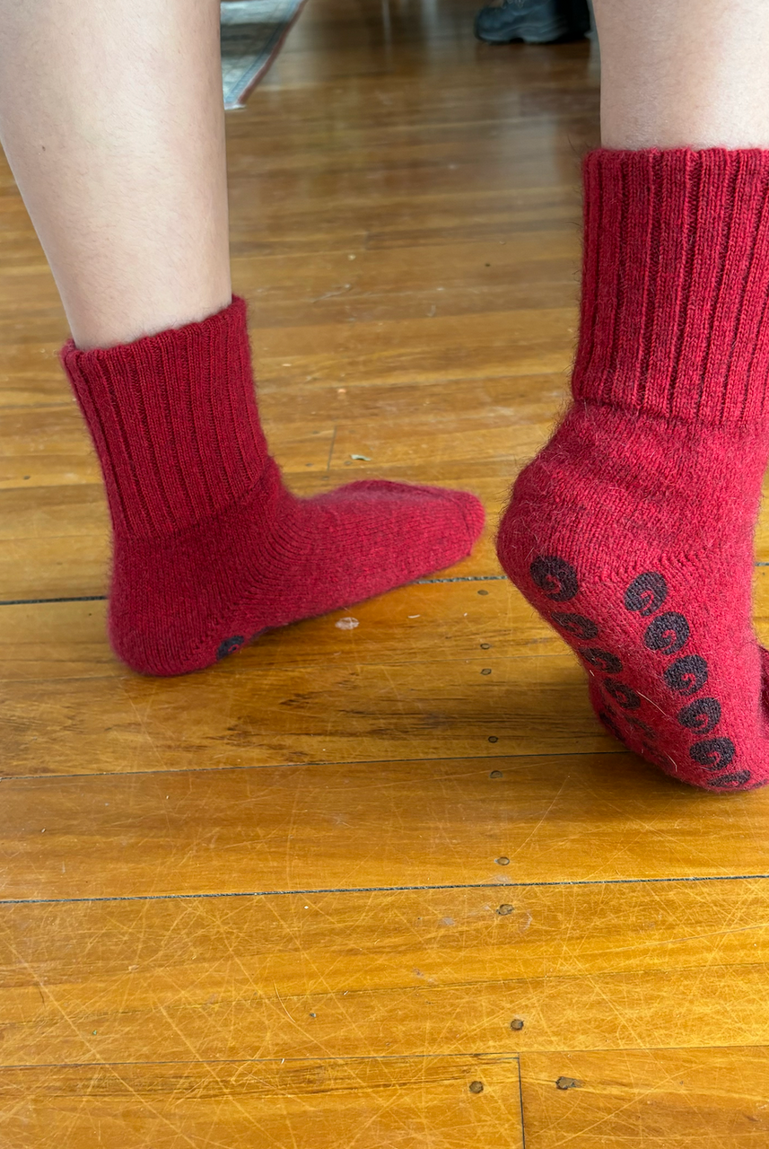 Lothlorian - Merino & Possum House Sock Red