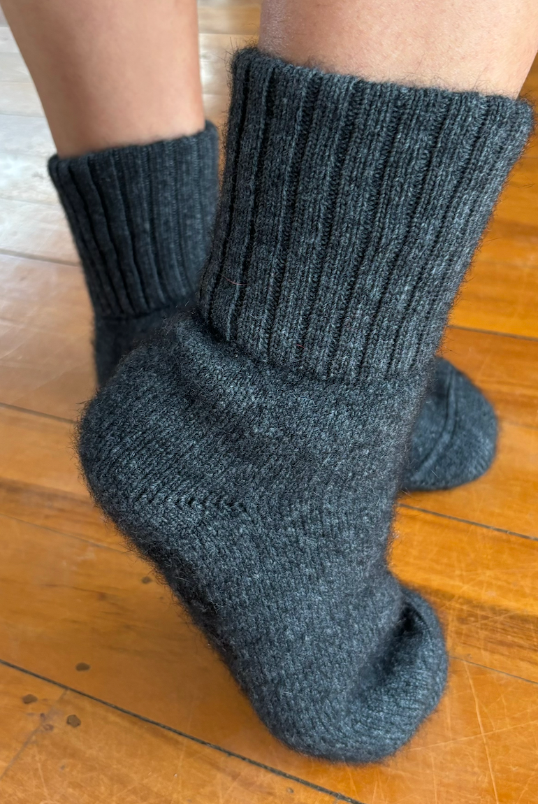 Lothlorian - Merino & Possum House Sock Charcoal
