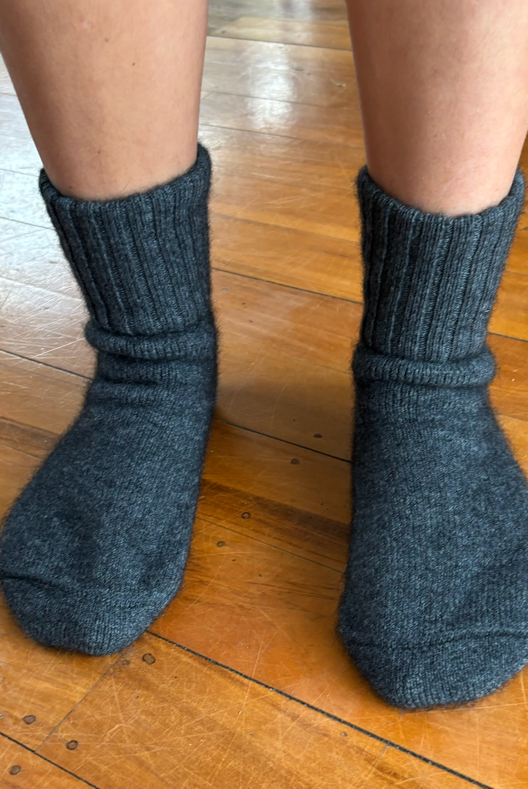 Lothlorian - Merino & Possum House Sock Charcoal