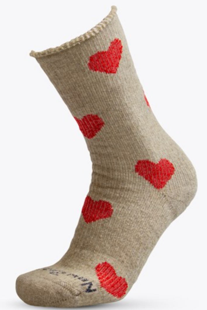 NZ Sock Co - Merino Possum Comfort Hearts (FT107)Natural/Red