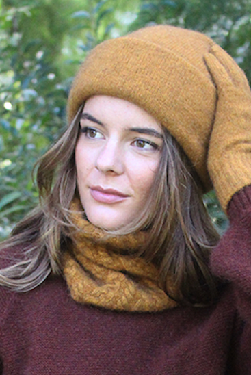 Lothlorian Merino - Possum Cable Neckwarmer/Headband (9875)Gold