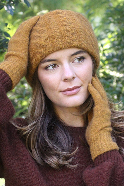Lothlorian Merino - Possum Cable Neckwarmer/Headband (9875)Gold