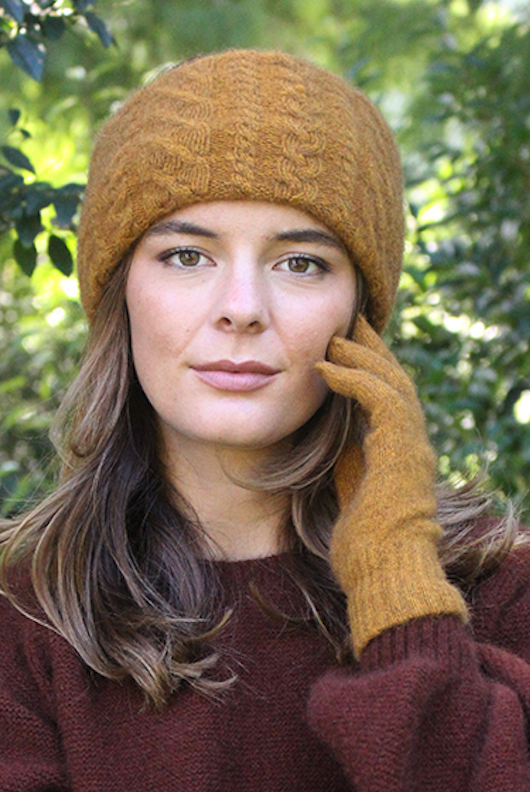 Lothlorian Merino - Possum Cable Neckwarmer/Headband (9875)Gold