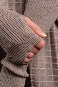 Close up of woman wearing Country Laine - Merino Textured Sloppy Joe (CL0059) in the colour Chateau.
